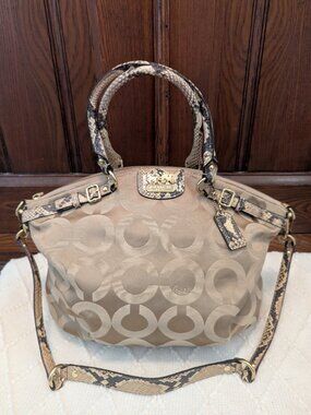 Coach Madison Op Exotic Python Embossed Satchel